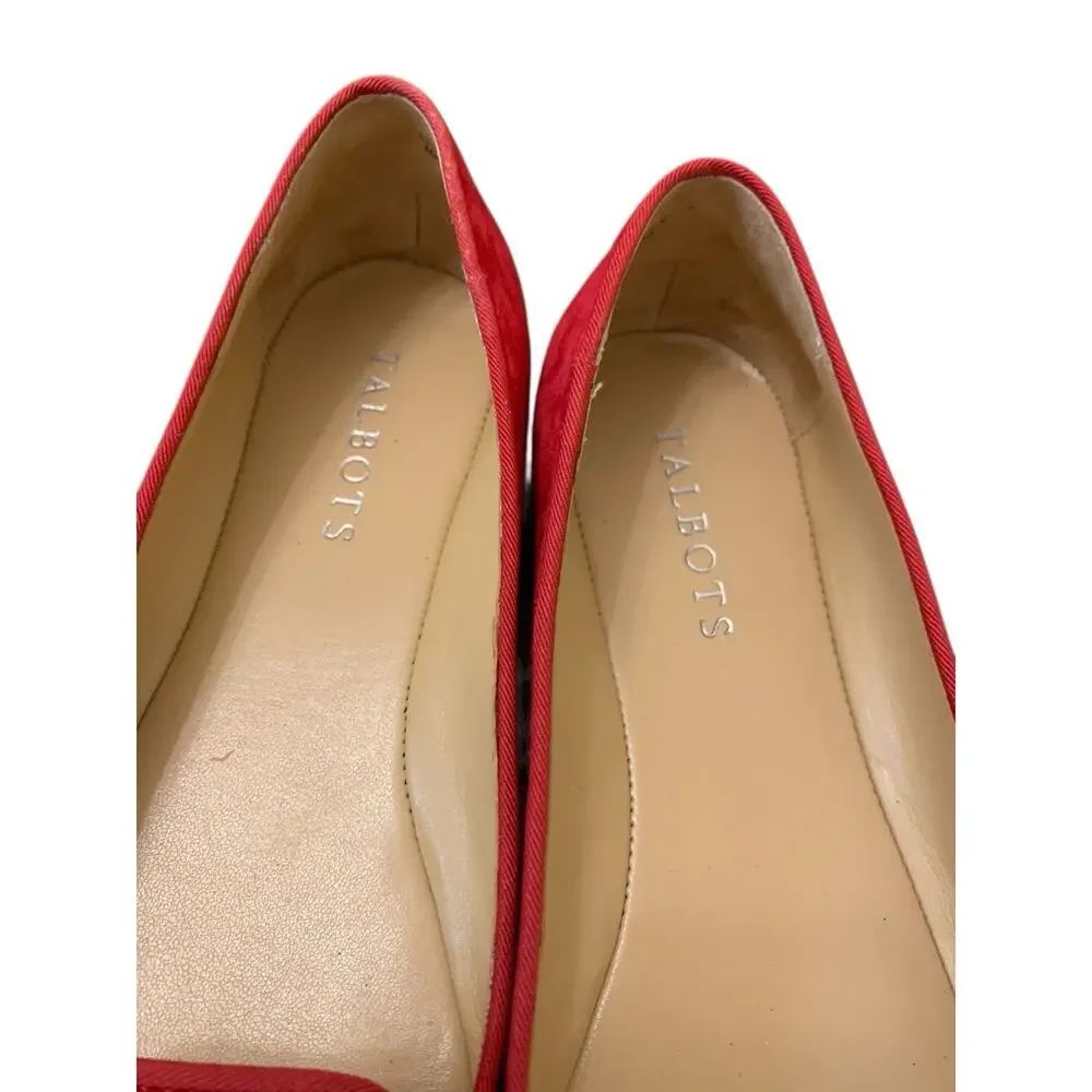 Talbots Size 6 M Womens Bright Red ‎ FRANCESCA SUEDE DRIVING FLATS Shoes Casual
